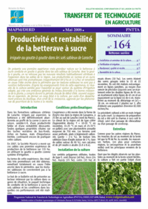 Productivité et rentabilité de la betterave à sucre irriguée au goutte ...